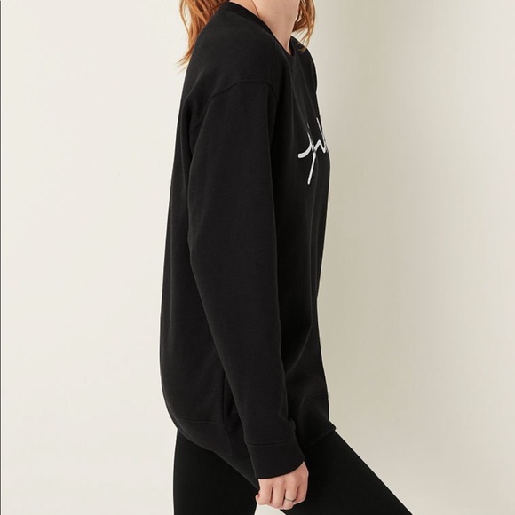 victoria secret PINK EVERYDAY LOUNGE CAMPUS CREW and legging black script XL - Picture 3 of 9